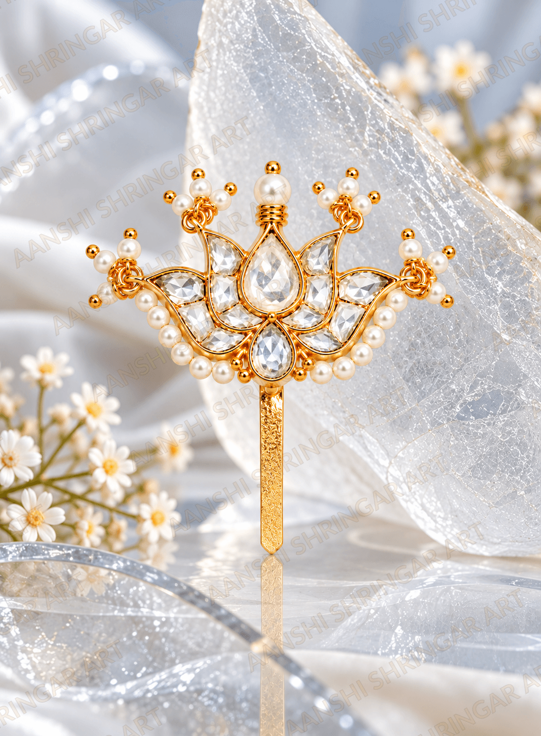 White Jadtar Kamal Chandrika For Thakorji No.2 — The White Jadtar Kamal Chandrika For Thakorji No.2 is a beautiful piece of Pushtimargiya Shringar Sahitya… | Aanshi Shringar Art