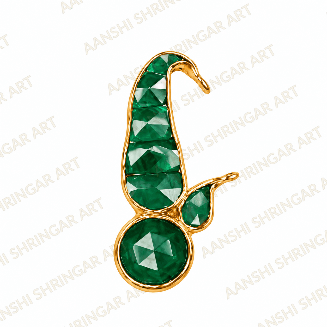 Green Jadtar Shishphul For Thakorji No.4 – Pushtimargiya Head Shringar — view 2