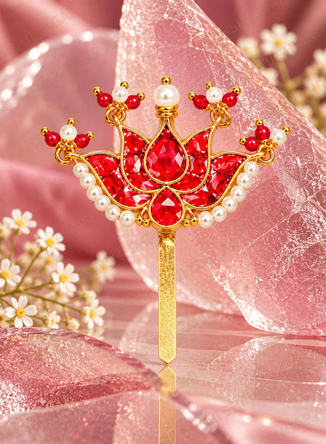 Red Jadtar Kamal Chandrika For Thakorji No.2 | Aanshi Shringar Art