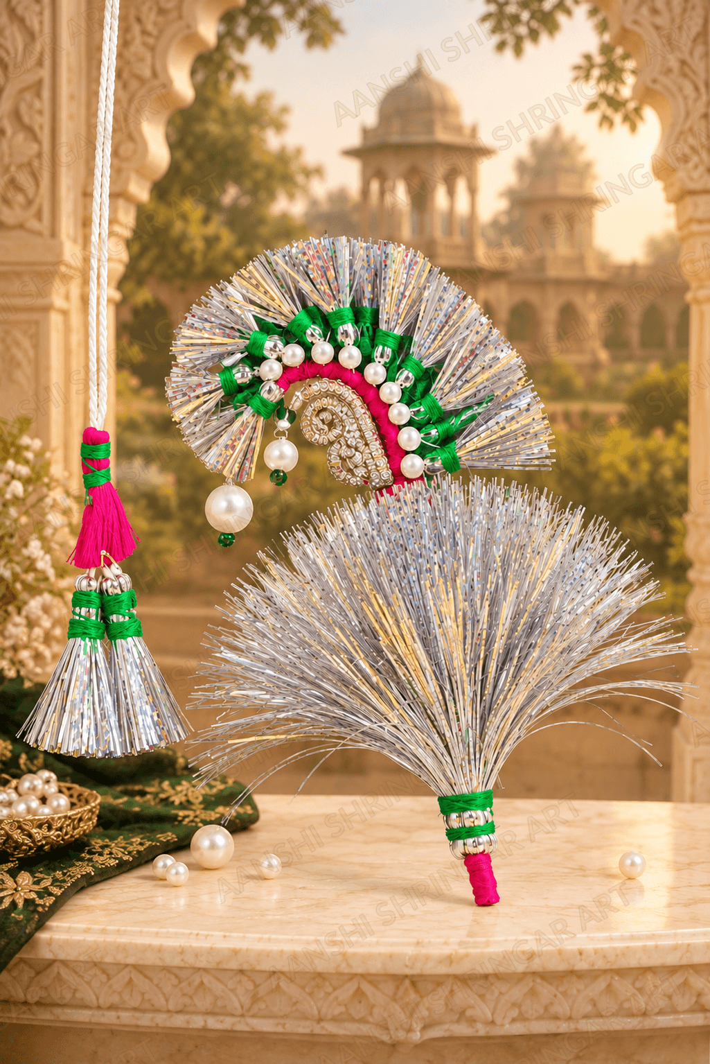 Bhimshani Tura S1 — An elegant Bhimshani Tura S1 designed to add a distinctive ornamental touch to the divine head Shringar of… | Aanshi Shringar Art