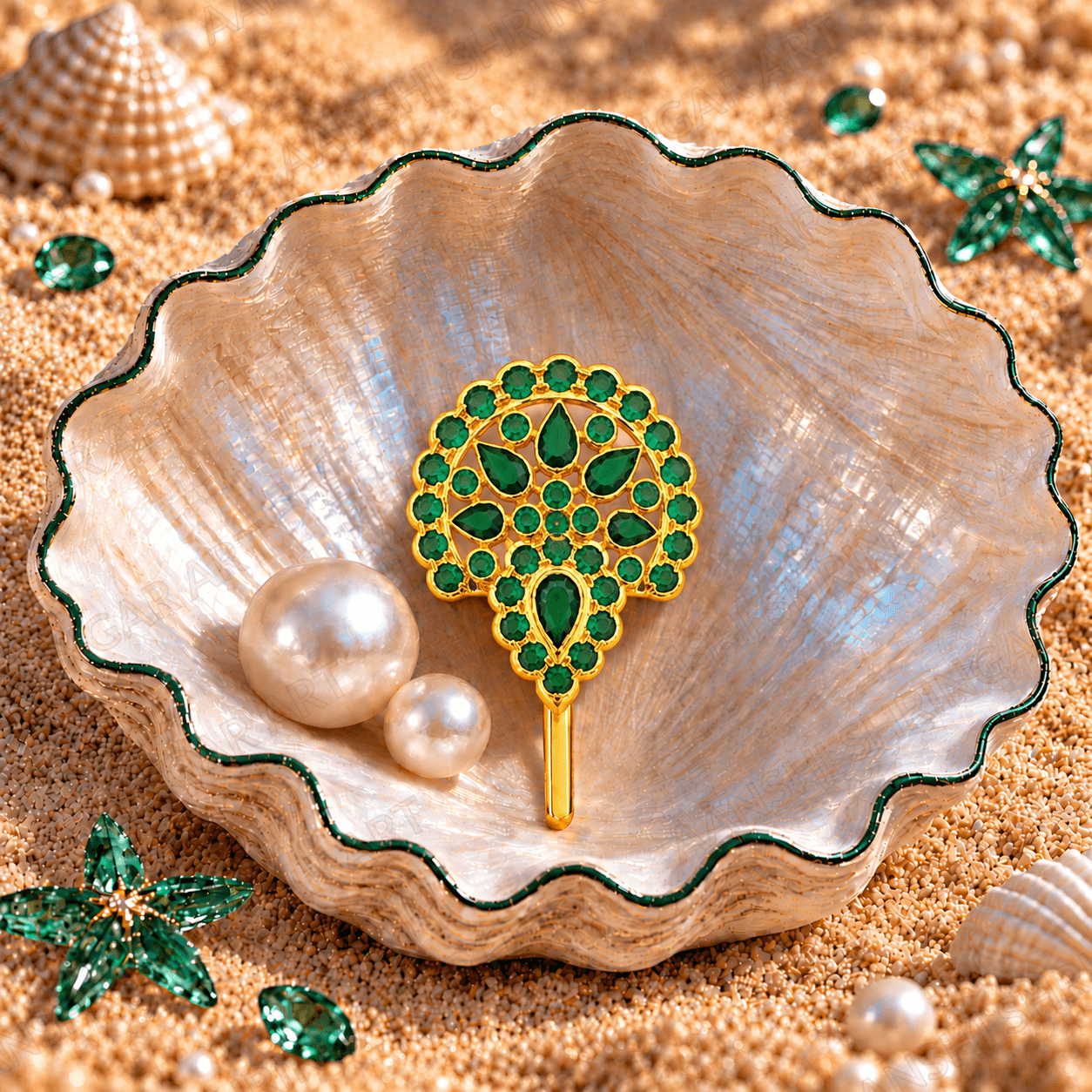 Panna(Emerald) Ghera for Thakorji No.4  – Pushtimarg Shringar — view 1