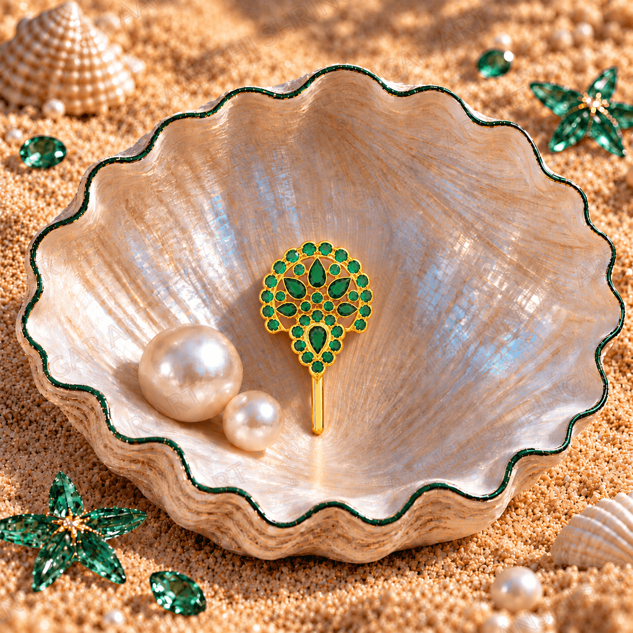Panna(Emerald) Ghera for Thakorji No.2 — Panna(Emerald) Ghera for Thakorji No.2, a traditional Pushtimargiya Mastak Shringar accessory for Thakorji… | Aanshi Shringar Art