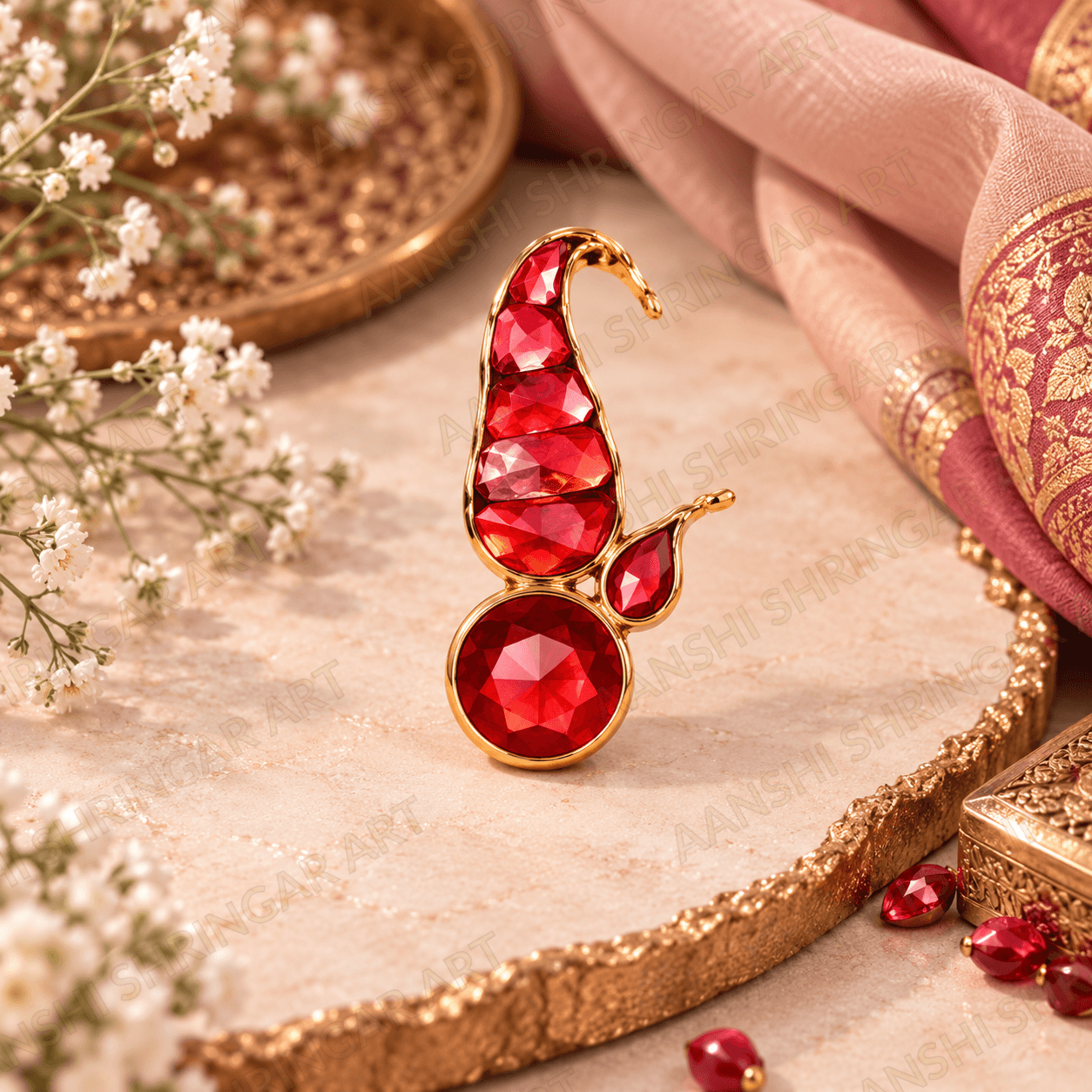 Red Jadtar Shishphul For Thakorji No.1 — Red Jadtar Shishphul For Thakorji No.1 is a distinctive piece of Pushtimargiya Shringar Sahitya, thoughtfully… | Aanshi Shringar Art