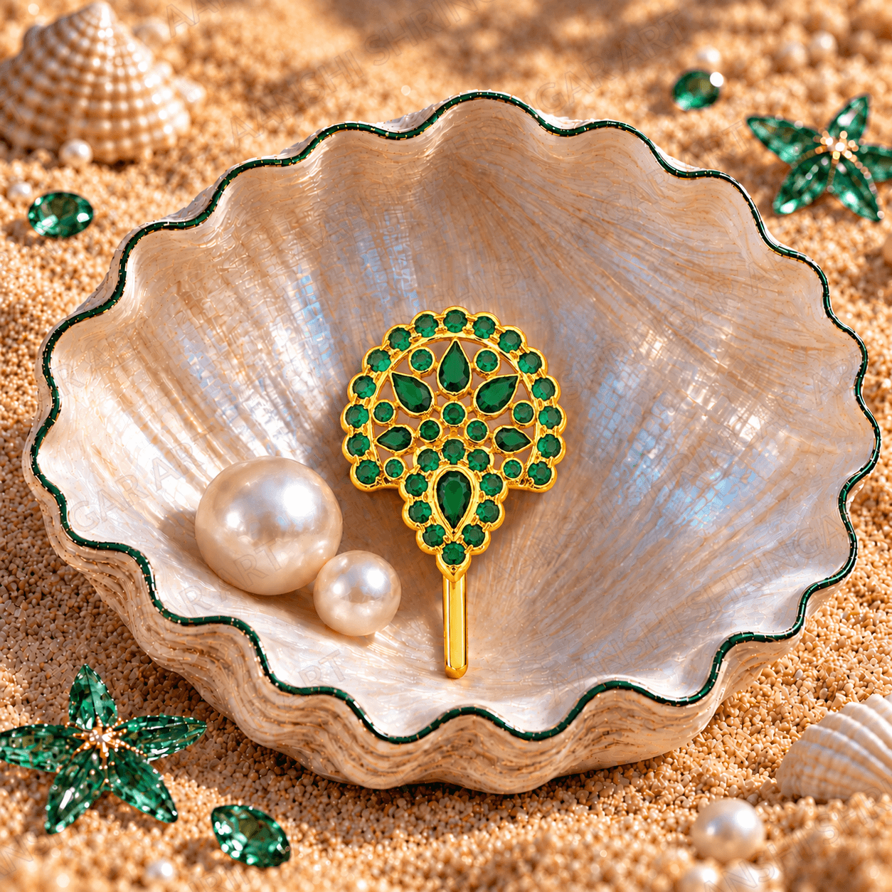 Panna(Emerald) Ghera for Thakorji No.3 | Aanshi Shringar Art