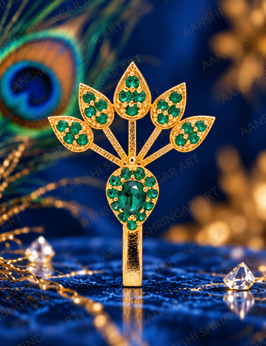 Panna(Emerald) Morshikha — Silver Morshikha | Aanshi Shringar Art