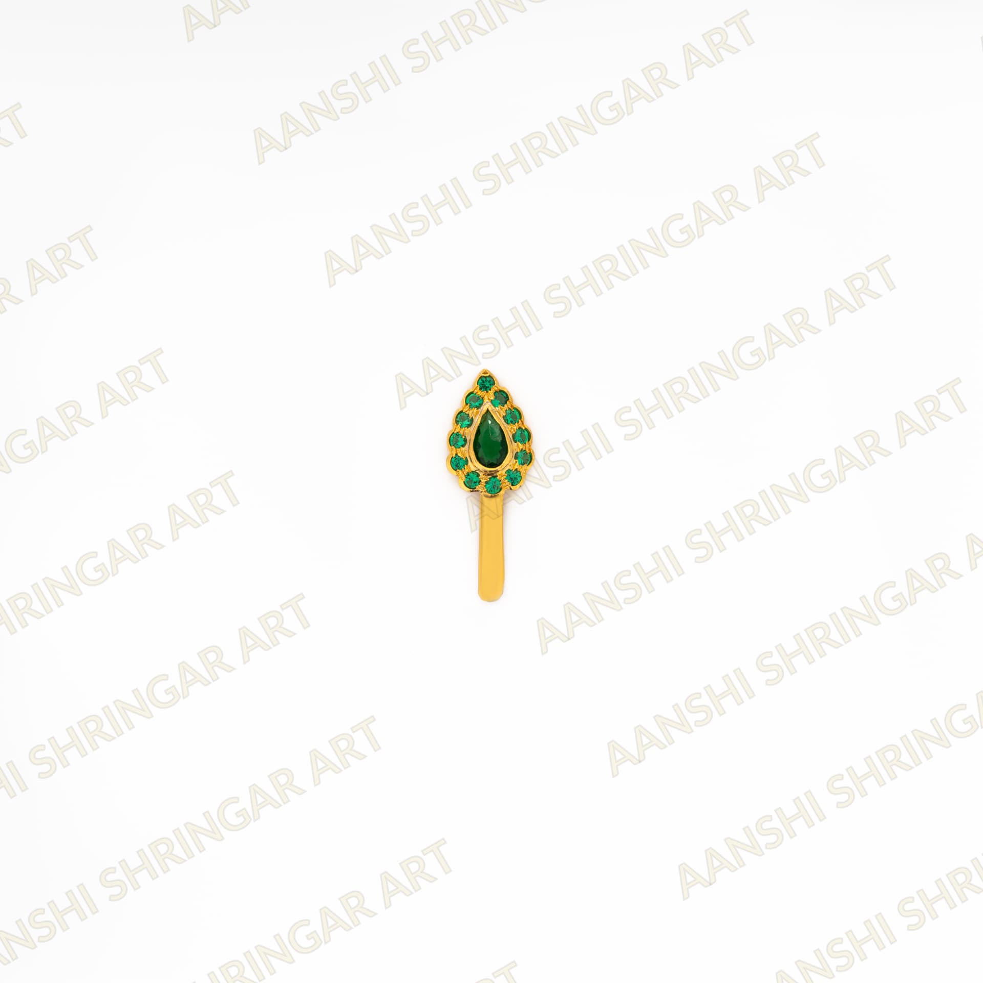 Panna(Emerald) Paan For Thakorji No.2 — Panna(Emerald) Paan for Thakorji No.2 is a beautifully crafted shringar accessory designed for the graceful… | Aanshi Shringar Art