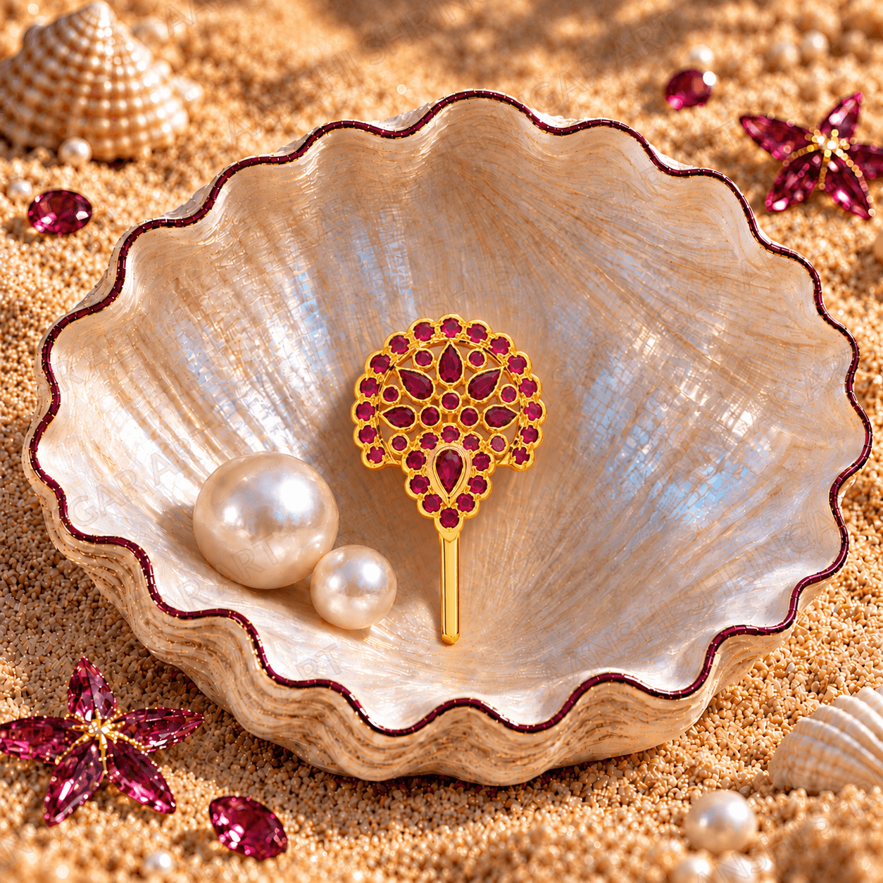 Manek(Ruby) Ghera for Thakorji No.3 | Aanshi Shringar Art